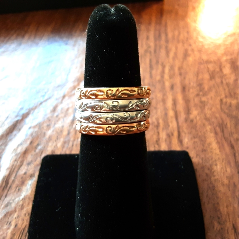 Etched Gold Filled Stacker Rings
